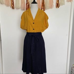 SWEET CLAIRE Vintage inspired dress mustard size S